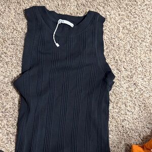Zara Black Ribbed Knit Tank